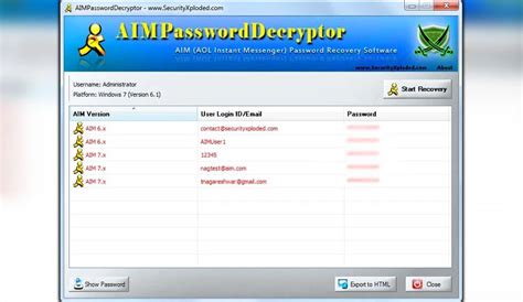 SecurityXploded AIM Password Decryptor